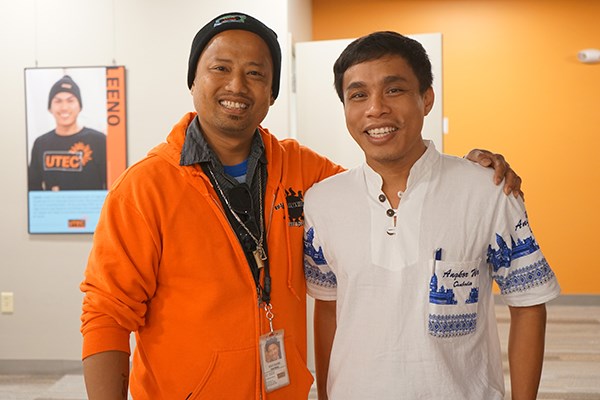 UTEC streetworker Mao Kang with San Sam of Cambodia