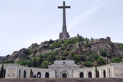 Monument and cathedral entrance at the Valley of the Fallen in Spain