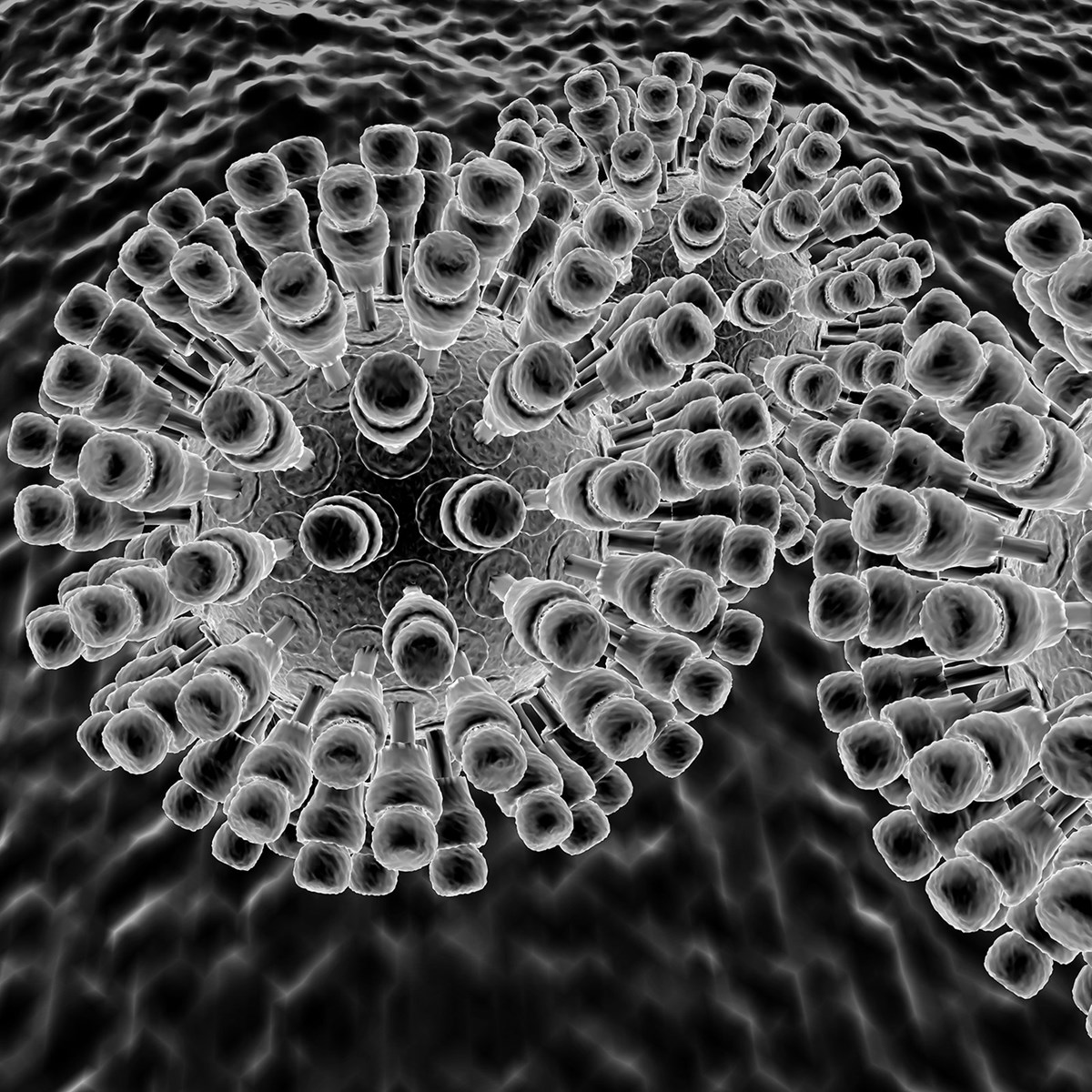 Visual representation of a virus. Image courtesy of Dominic Alvez, via Creative Commons. 