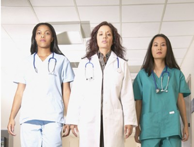 A half image of 3 culturally diverse women healthcare professionals