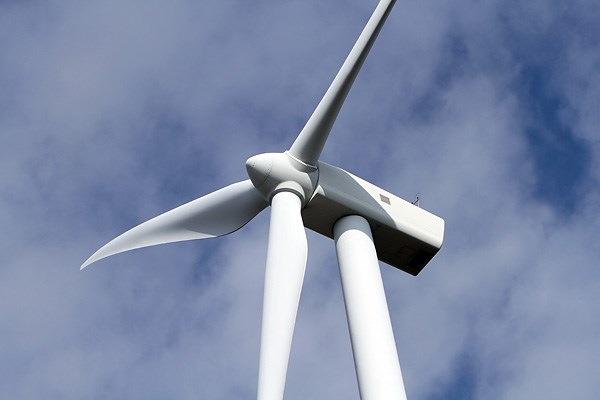 Photo of a commercial wind turbine tower