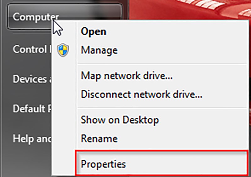 To verify the bit of type of your computer, open the start menu and find Computer, then right click on Computer and select Properties