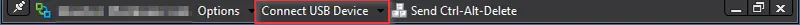 Plug in the USB device on your computer, and login to vLabs then click on the Connect USB device button in the top menu bar
