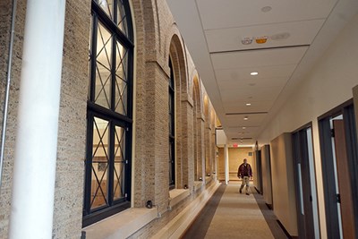 A view of the new hallway on back of Coburn Hall