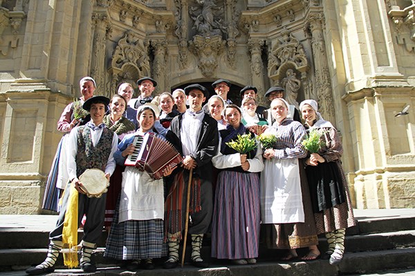 Honors students in traditional costume in San Sebastian, Spain