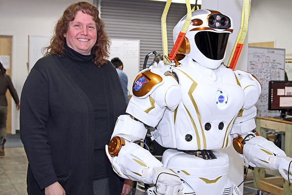 Prof. Holly Yanco with Valkyrie robot