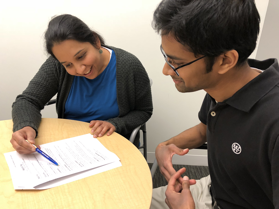 Career Counselor Sushmita Ramachandran meets with a student at UML's Career & Co-op Center