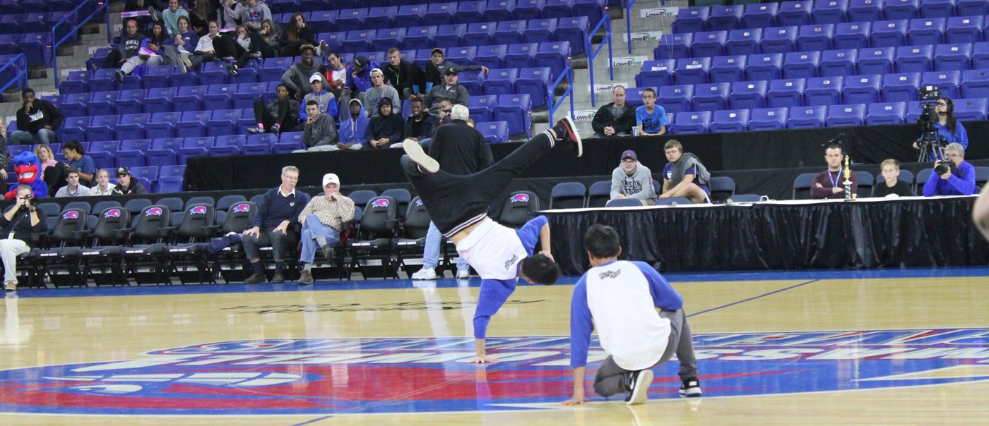 Two members of the UMass Lowell protohype club performing. 