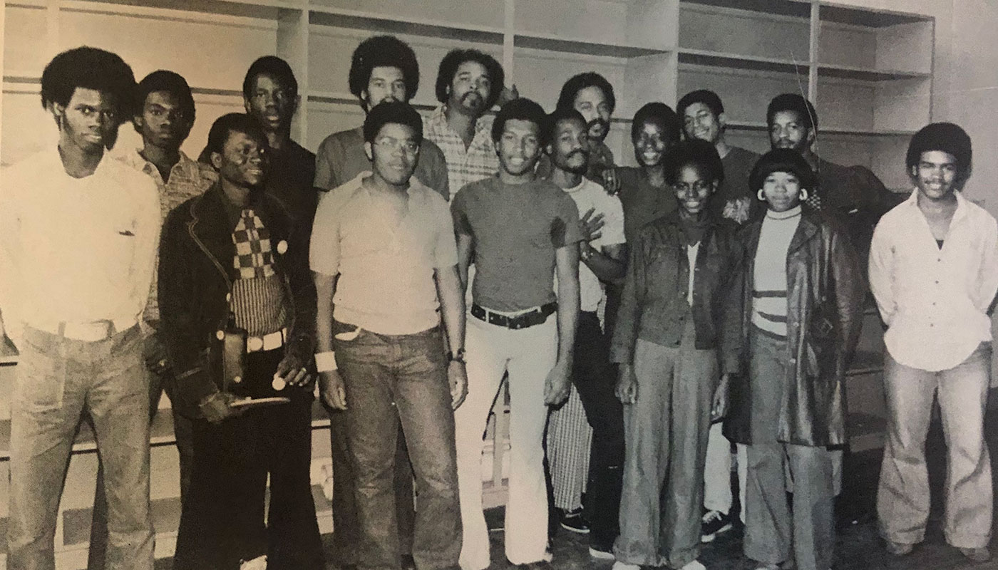 Black and white yearbook photo of 1974 Afro American Club