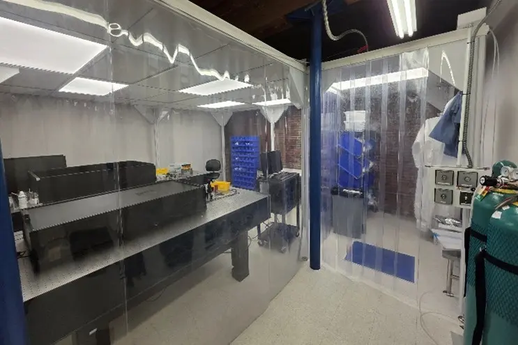 Clean Room Facility with equipment behind plastic sheets