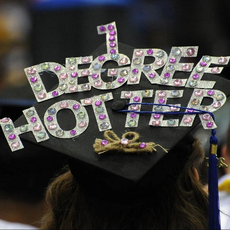 Mortarboard with 1 Degree Hotter on it