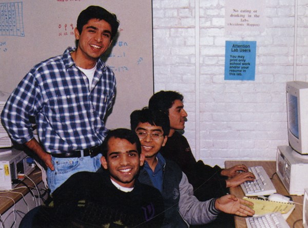Four male students in a computer lab in 1999.