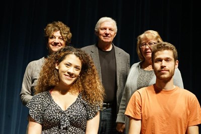 Deep Blue C members (back row, l-r) Christine Petrucci '74, '79, David "Doc" Voss and Margaret Hopkins '77 and student interns (front, from left) Alexia Hernandez and Daniel Jacavanco.