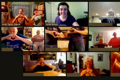 For those about to dance....Between learning and performing international folk dances, a portion of those in class salute one another. Via Zoom, of course. 
