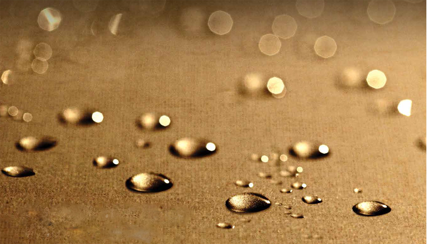 Droplets of water on fabric