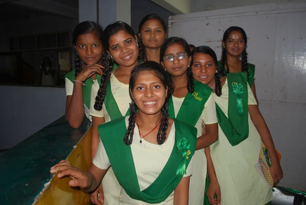 A groupof girls at Pardada Pardadi, a school in rural India