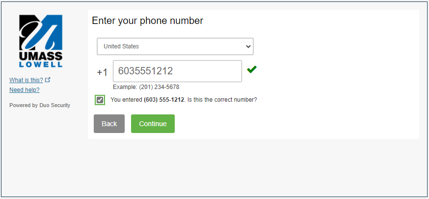 Screenshot showing a phone number being entered into the field.