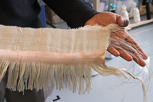 A close-up view of the power-harvesting fabric being developed by UMass Lowell.