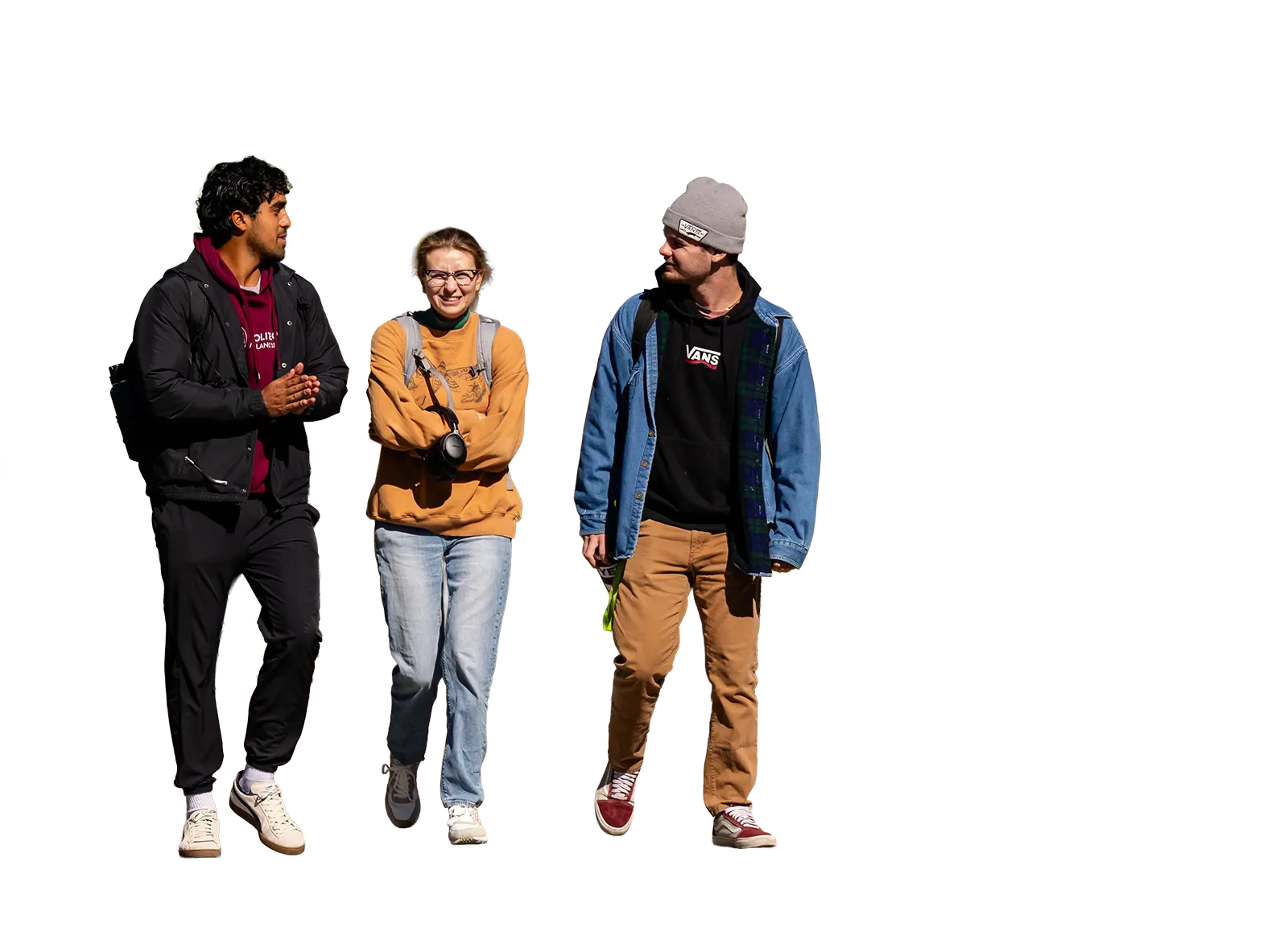 Three people walking