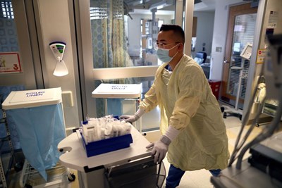 Nurse David Nguyen works in the cardiac unit at Boston Children’s Hospital