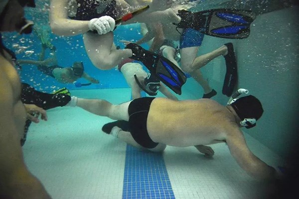 Underwater hockey players