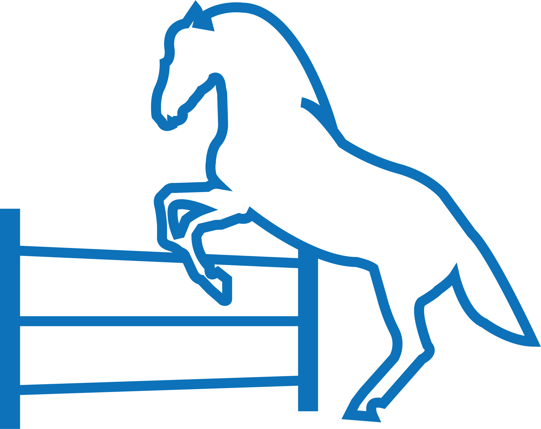 Graphic showing horse beginning to jump over a fence.