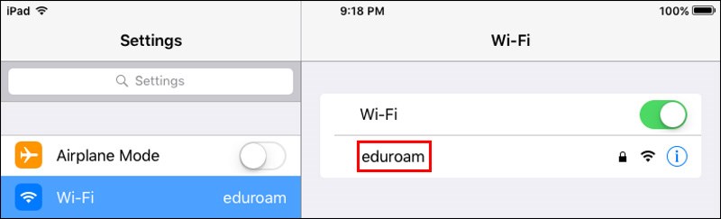 UMass Lowell eduroam WiFi Set Up – iPhone/iPad Note: These instructions are only needed if your iPhone or iPad is experiencing a problem connecting to the eduroam WiFi network. Step #3.	Go to Settings and tap on WiFi, then tap on eduroam.