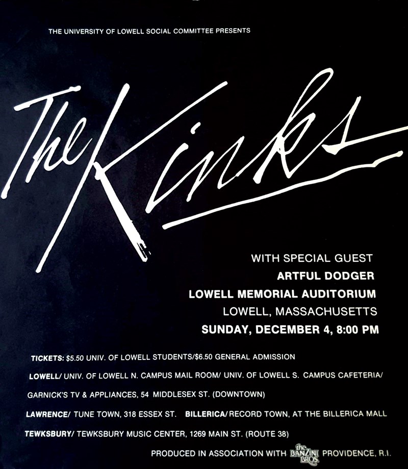 Scanned image of old Kinks poster