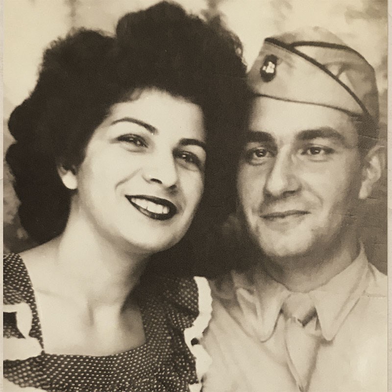 Old photo of woman and GI