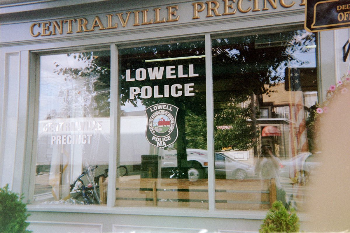 Window for the Lowell Police Centralville Precinct office. Image courtesy of Prosfilaes, via Creative Commons. 