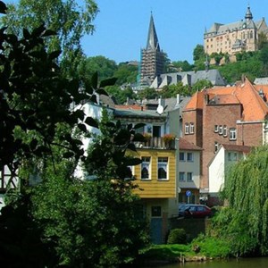Houses on a hill in Marburg, Germany