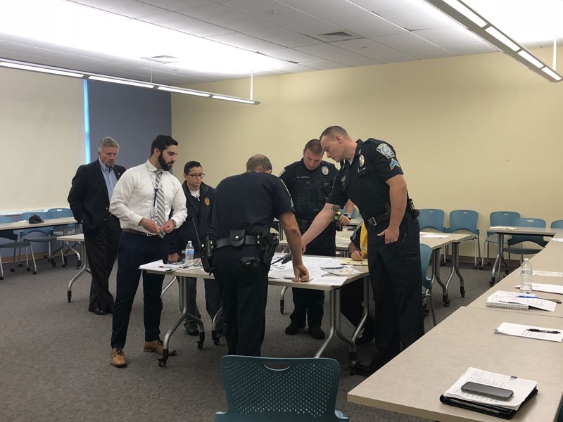 Matthew Chigas at his internship with the Nashua (N.H.) Office of Emergency Management, training other city offices and community organizations in security and emergency response. 