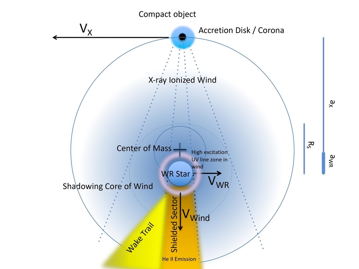 Model of IC-10 X-1 showing accretion-wind interaction in this system.