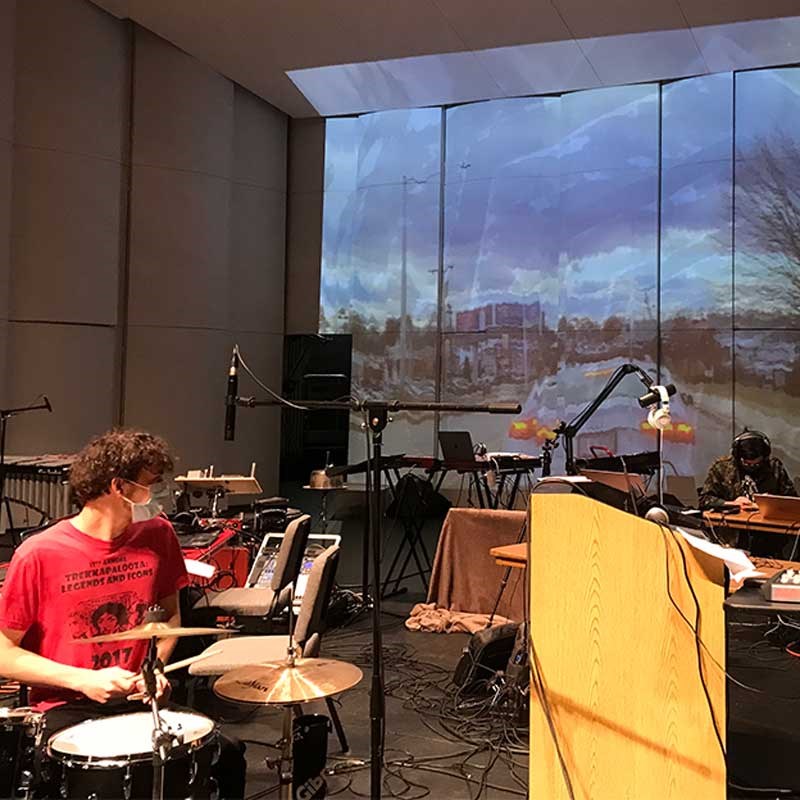 Students perform in the Contemporary Electronic Ensemble