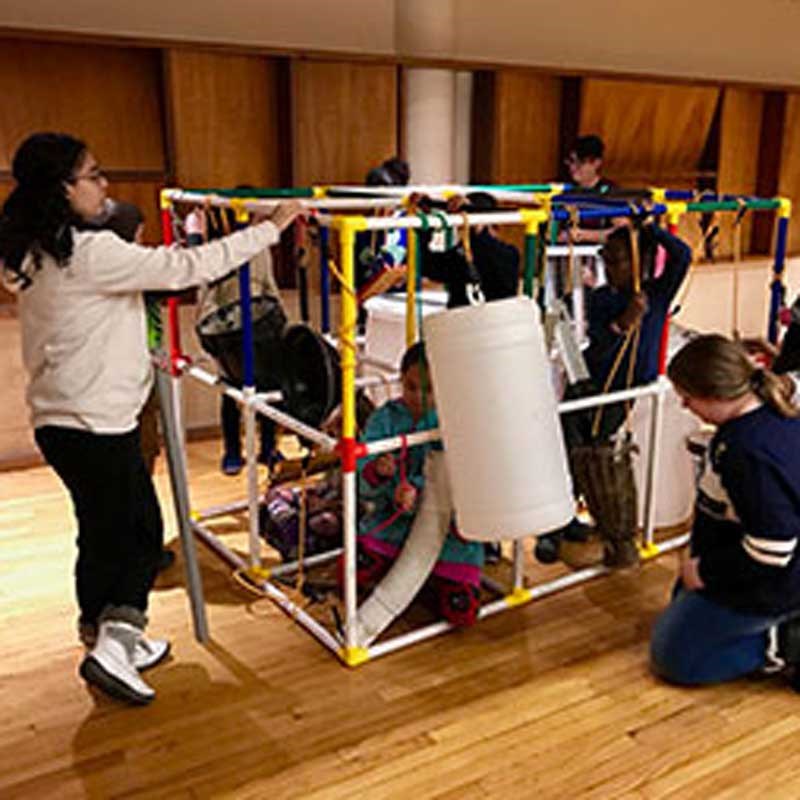 Children creating a EcoSonic Playground through a UMass Lowell Music Department project