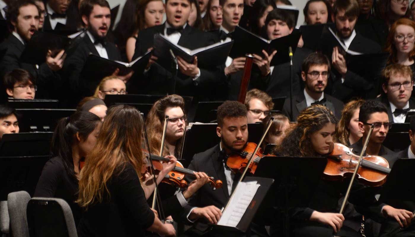 Orchestra and Choir students perform at UMass Lowell