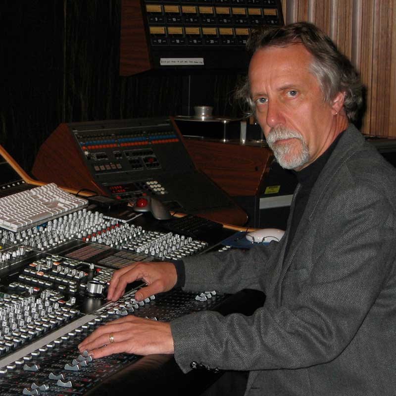 Sound Recording Technology Professor William Moylan at a soundboard