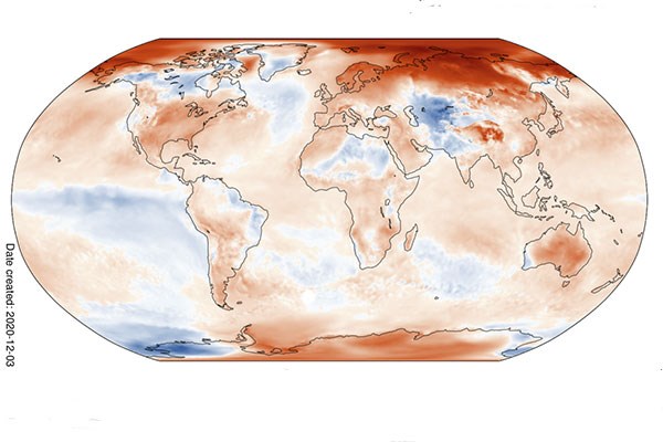World map with heat signature