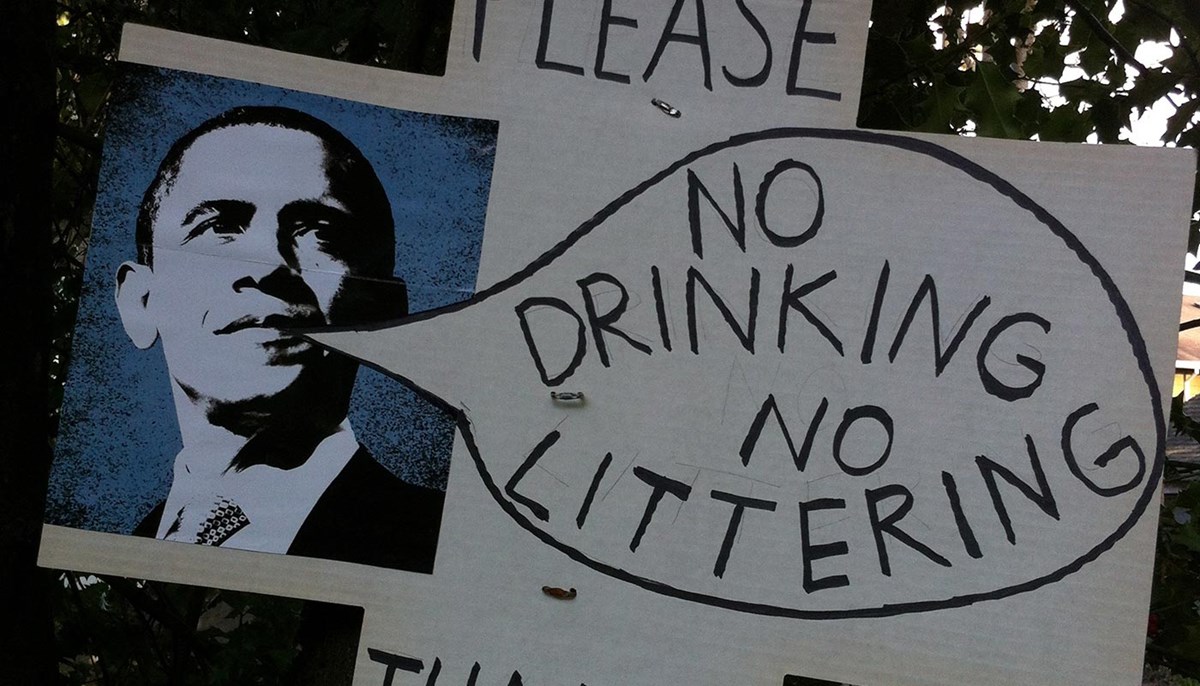 Obama no littering sign 