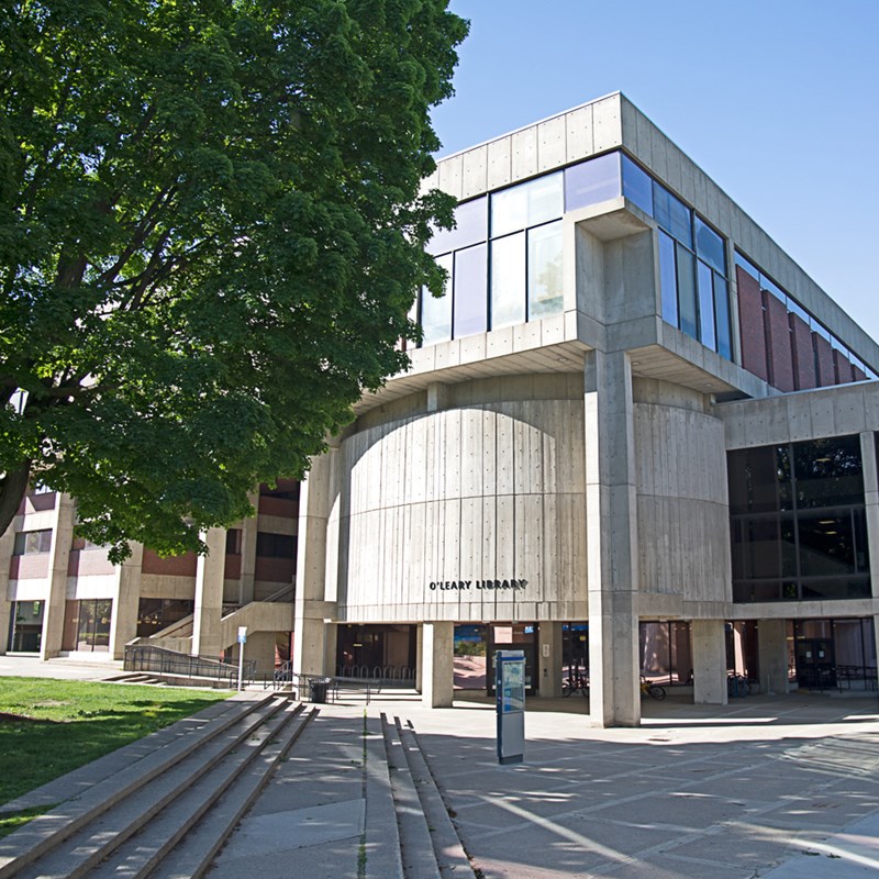 A view of the exterior of O'Leary Library on South Campus
