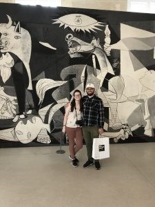 Brooke Parziale with another student in front of Picasso's Guernica