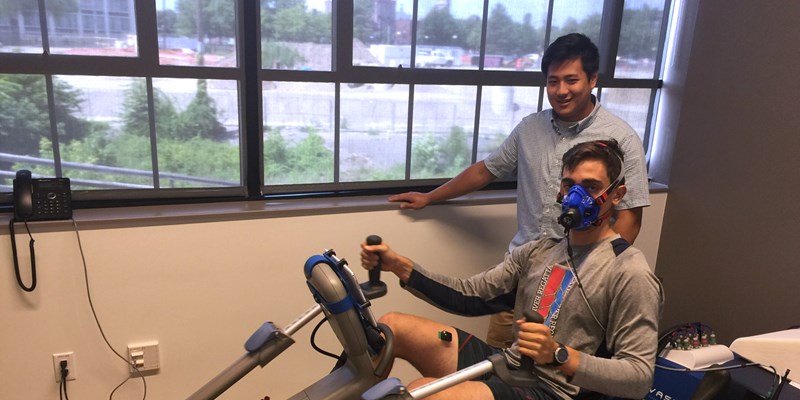 Exercise Physiology major Patrick Pang does research at The New England Robotics Validation and Experimentation (NERVE) Center at UMass Lowell