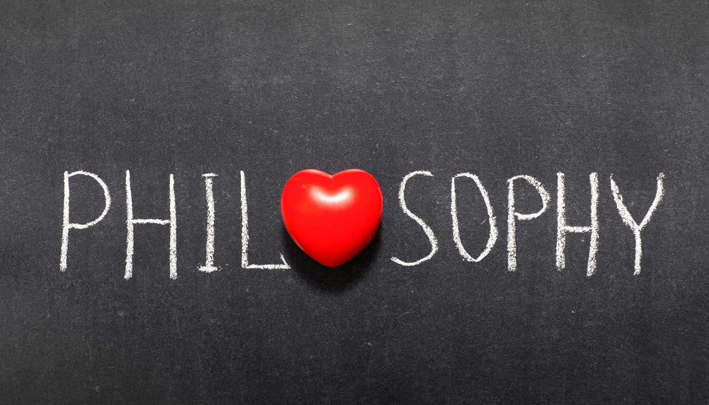 The word philosophy spelled out using a heart for the first "o".
