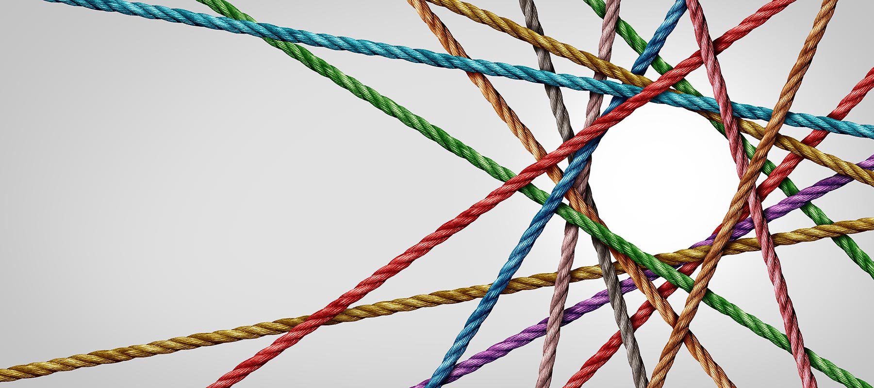 Different colors ropes in a circle formation