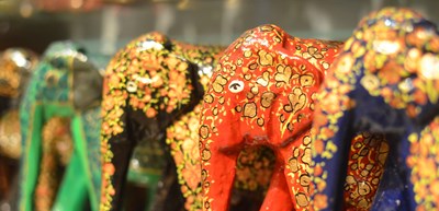 Elephant statues in India from a UMass Lowell Study Abroad trip.