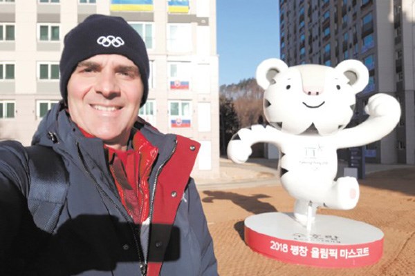 Alexandre Lopes, shown in front of the Olympics mascot, Soohorang the white tiger., 