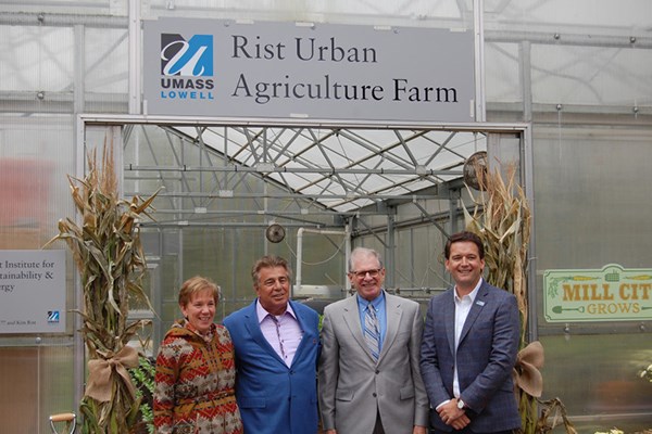 Joanne Yestramski,Brian Rist, John Lebeaux and Ruairi O’Mahony at in front of the Rist Urban Agriculture Farm