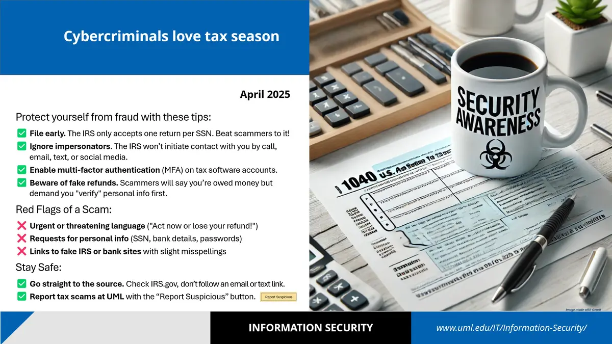 Slide with information on avoiding common tax scams.
