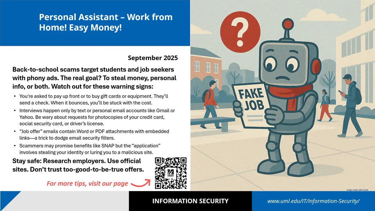 Slide with information on avoiding scams that involve a text message.