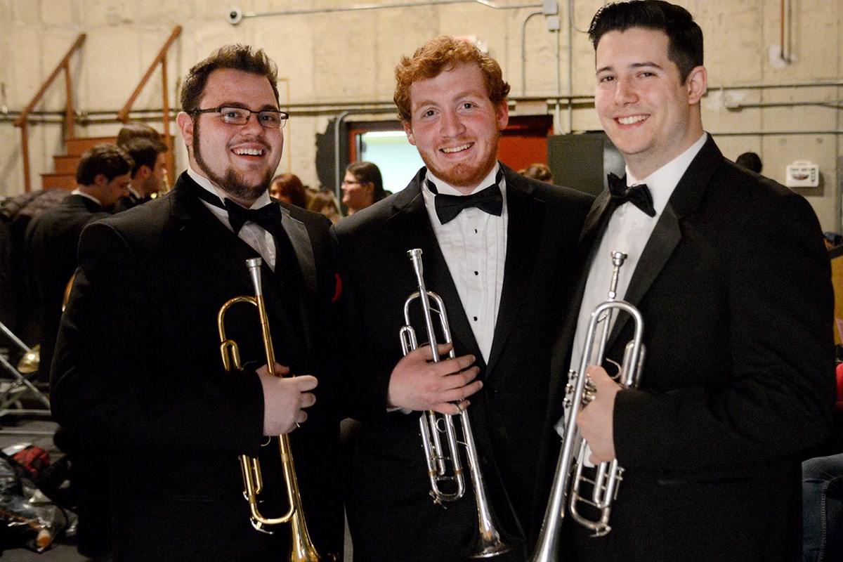 Three musicians at the University Orchestra's "All You Need is Love!” Valentine's Day concert.